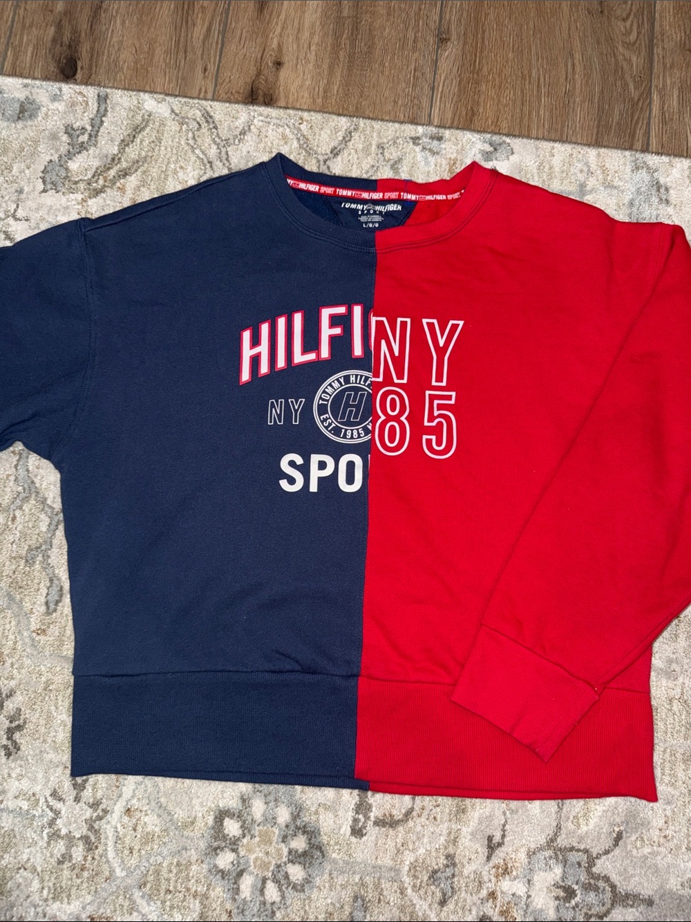 Women’s Tommy Hilfiger Navy and Red Split Crewneck Sweatshirt